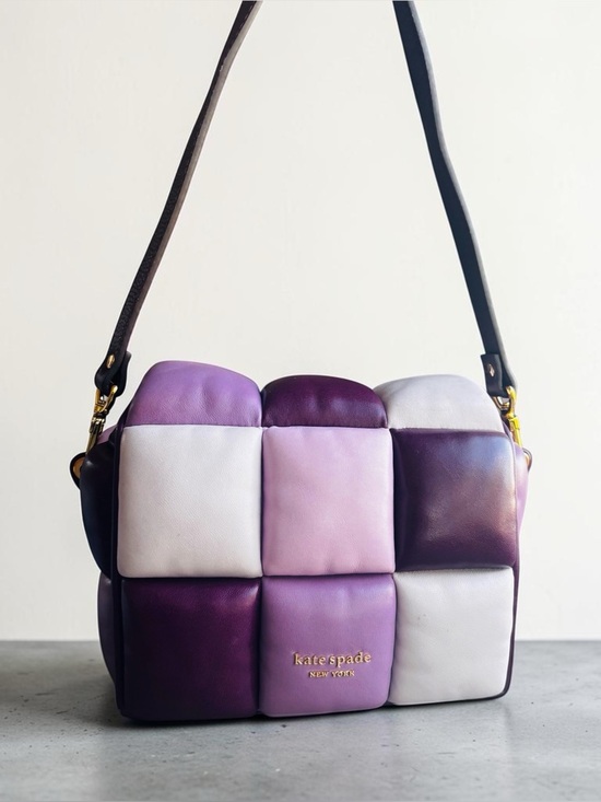 kate spade Handbags - kate spade RARE boxxy crossbody puffy Color Block Crossbody in Purple & White